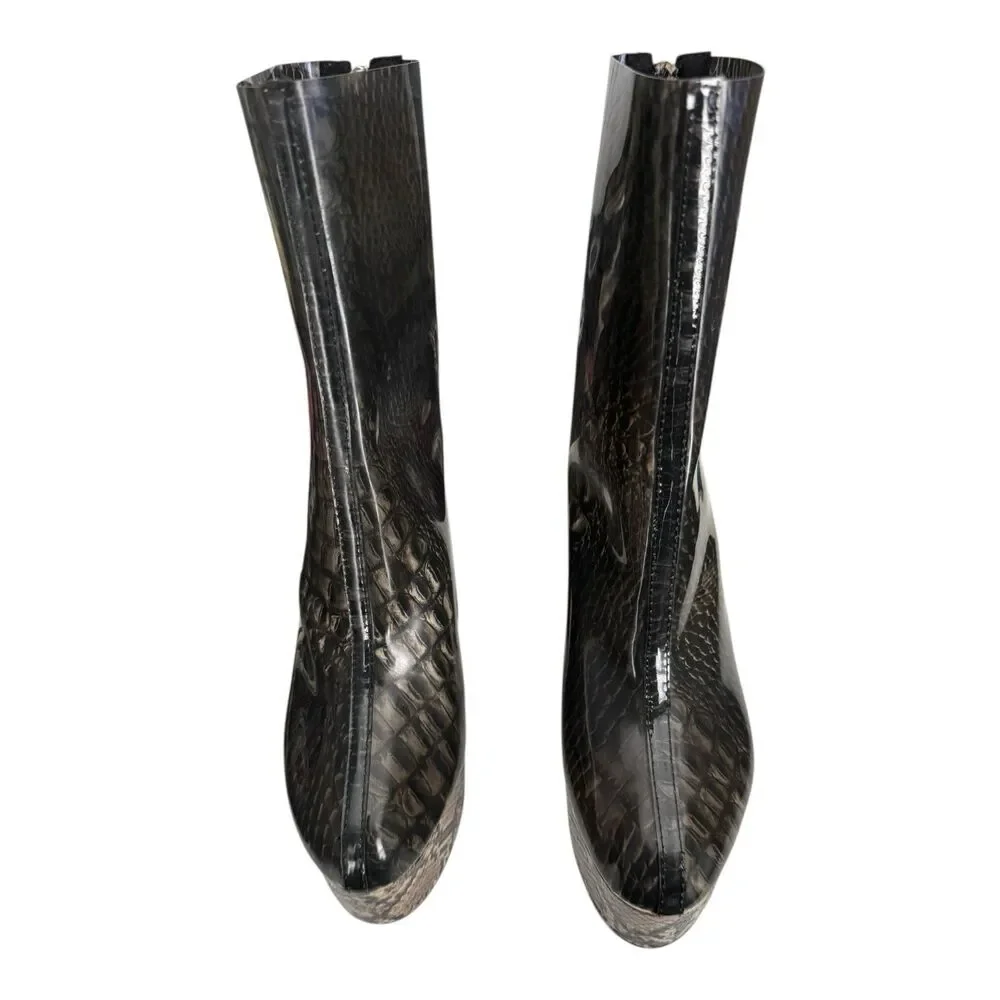 Azalea Wang‎ Dreamer Snake Platform Jelly Boots 7.5 Chunky Combat Block Heel